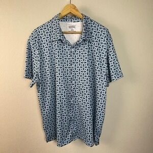 CREMIEUX PREMIUM DENIM Men's XL Blue Geometric Short Sleeve Button Up Shirt